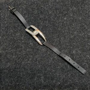 Swarovski | Black Leather Bracelet with Silver Clasp